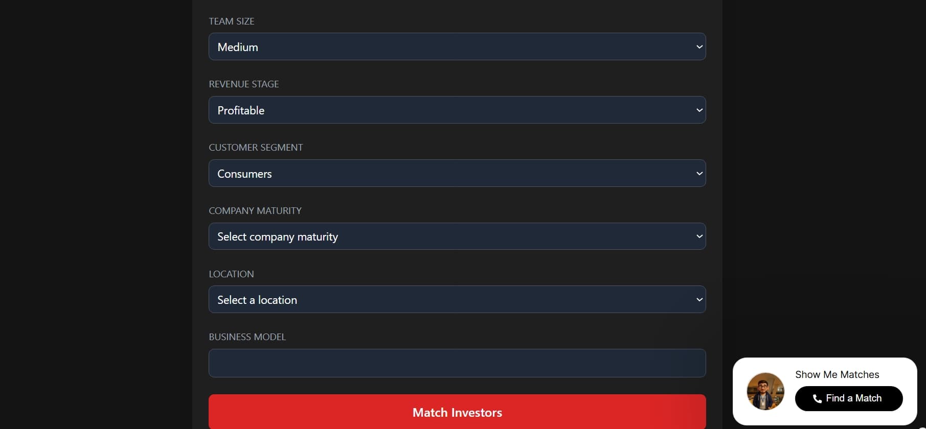 Startup Matchmaker screenshot 2